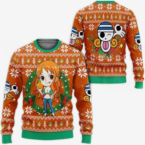 Divesart - Nami Ugly Christmas Sweater and Hoodie One Piece Anime Xmas
