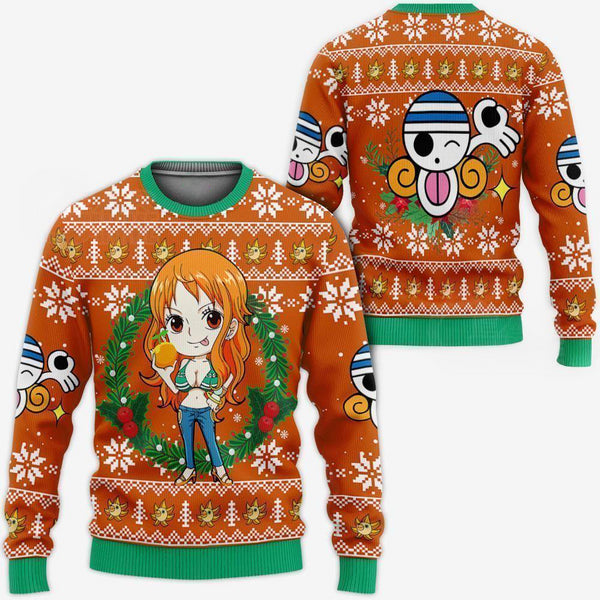 Divesart - Nami Ugly Christmas Sweater and Hoodie One Piece Anime Xmas