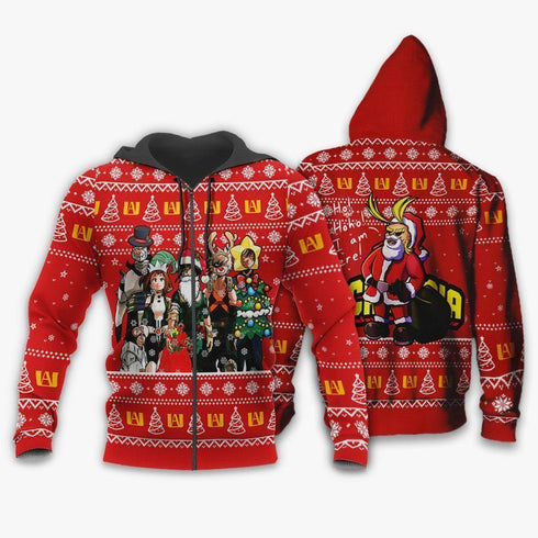 Divesart - My Hero Academia Ugly Christmas Sweater and Hoodie Santa Anime Xmas Gift VA09