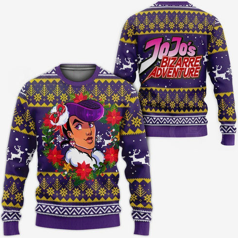 Divesart - Josuke Higashikata Ugly Christmas Sweater and Hoodie JoJo's Anime Xmas Hoodie