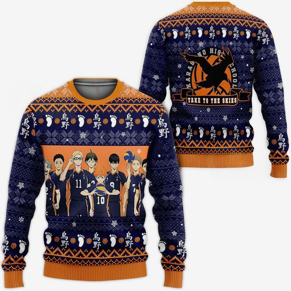 Divesart - Karasuno Ugly Christmas Sweater and Hoodie Haikyuu Anime Xmas Shirt
