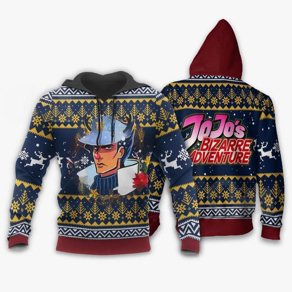 Divesart - Jotaro Kujo Ugly Christmas Sweater and Hoodie JoJo's Anime Xmas Hoodie