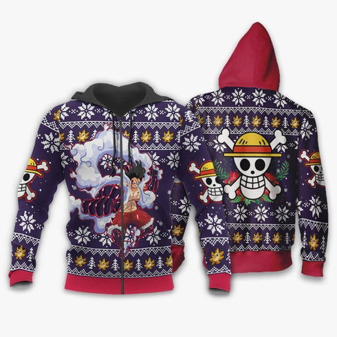 Divesart - Luffy Gear 4 Ugly Christmas Sweater and Hoodie One Piece Anime Xmas