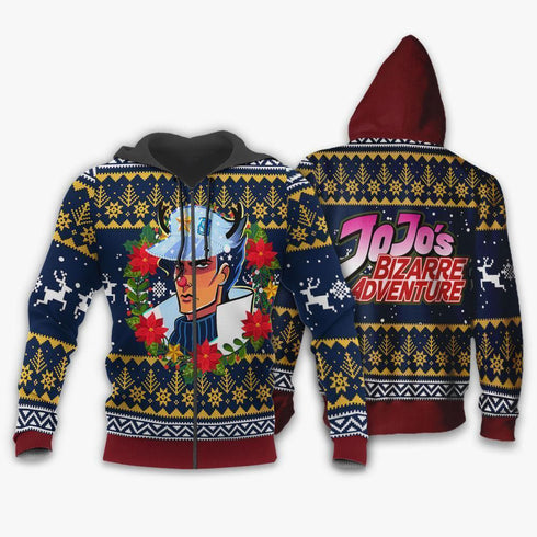 Divesart - Jotaro Kujo Ugly Christmas Sweater and Hoodie JoJo's Anime Xmas Hoodie