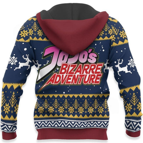 Divesart - Jotaro Kujo Ugly Christmas Sweater and Hoodie JoJo's Anime Xmas Hoodie