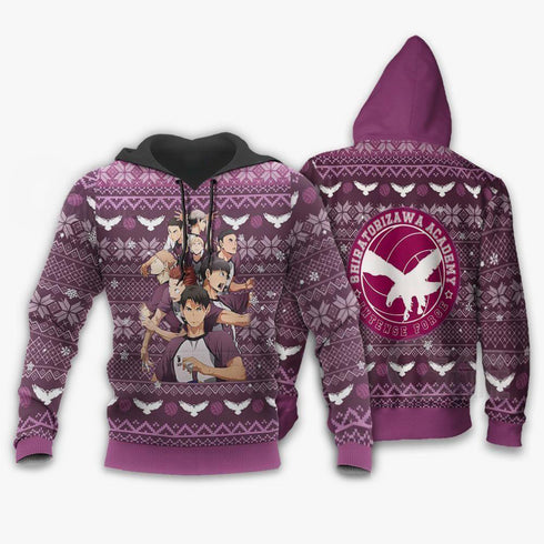 Divesart - Shiratorizawa Academy Ugly Christmas Sweater and Hoodie Haikyuu Anime Xmas