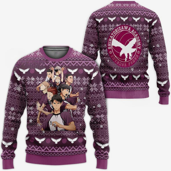 Divesart - Shiratorizawa Academy Ugly Christmas Sweater and Hoodie Haikyuu Anime Xmas