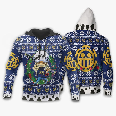 Divesart - Trafalgar Law Ugly Christmas Sweater and Hoodie One Piece Anime Xmas