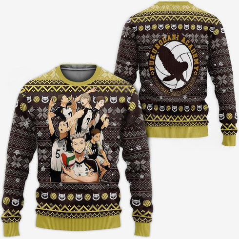 Divesart - Fukurodani Academy Ugly Christmas Sweater and Hoodie Haikyuu Anime Xmas