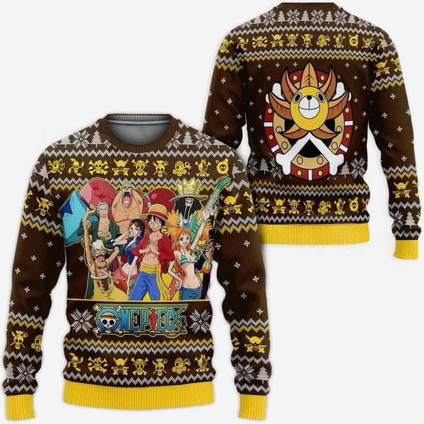 Divesart - Straw Hat Pirates Ugly Christmas Sweater and Hoodie One Piece Anime Xmas
