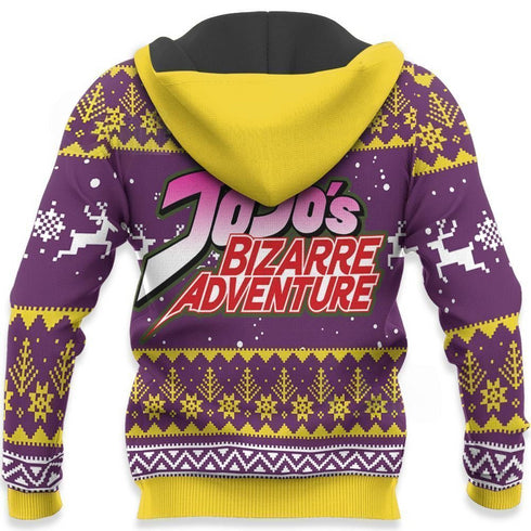 Divesart - Giorno Giovanna Ugly Christmas Sweater and Hoodie JoJo's Anime Xmas Hoodie