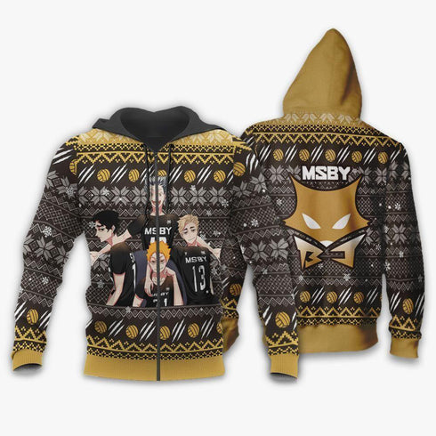 Divesart - MSBY Black Jackals Ugly Christmas Sweater and Hoodie Haikyuu Anime Xmas Gift