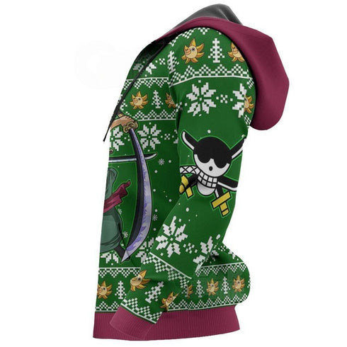 Divesart - Zoro Ugly Christmas Sweater and Hoodie One Piece Anime Xmas