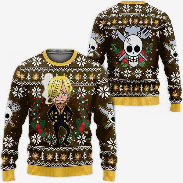 Divesart - Sanji Ugly Christmas Sweater and Hoodie One Piece Anime Xmas