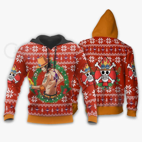 Divesart - Portgas Ace Ugly Christmas Sweater and Hoodie One Piece Anime Xmas
