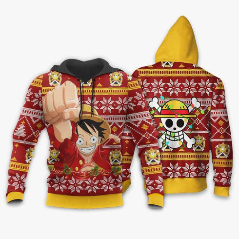 Divesart - Monkey Luffy Ugly Christmas Sweater and Hoodie Custom One Piece Anime Xmas Gifts