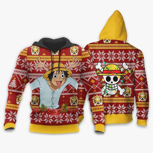 Divesart - Reindeer Luffy Ugly Christmas Sweater and Hoodie Custom One Piece Anime Xmas Gifts