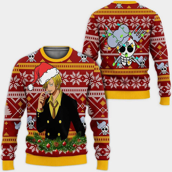 Divesart - Sanji Ugly Christmas Sweater and Hoodie Custom One Piece Anime Xmas Gifts