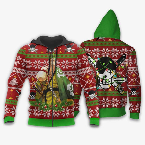 Divesart - Zoro Ugly Christmas Sweater and Hoodie Custom Wano One Piece Anime Xmas Gifts