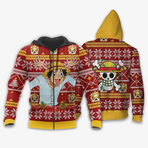 Divesart - Reindeer Luffy Ugly Christmas Sweater and Hoodie Custom One Piece Anime Xmas Gifts