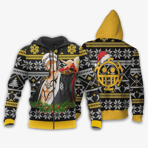 Divesart - Trafalgar Law Ugly Christmas Sweater and Hoodie Custom Wano One Piece Anime Xmas Gifts