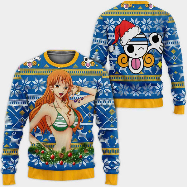 Divesart - Nami Ugly Christmas Sweater and Hoodie Custom One Piece Anime Xmas Gifts