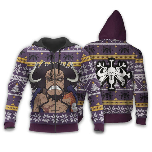 Divesart - Yonko Kaido Ugly Christmas Sweater and Hoodie Custom One Piece Anime Xmas Gifts