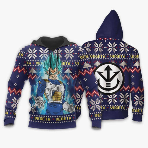 Divesart - Vegeta Blue Christmas Sweater Custom Anime DB Xmas Gifts