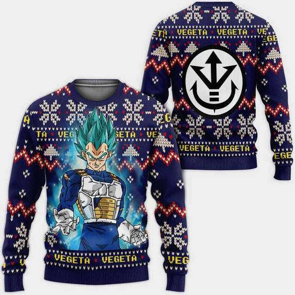 Divesart - Vegeta Blue Christmas Sweater Custom Anime DB Xmas Gifts