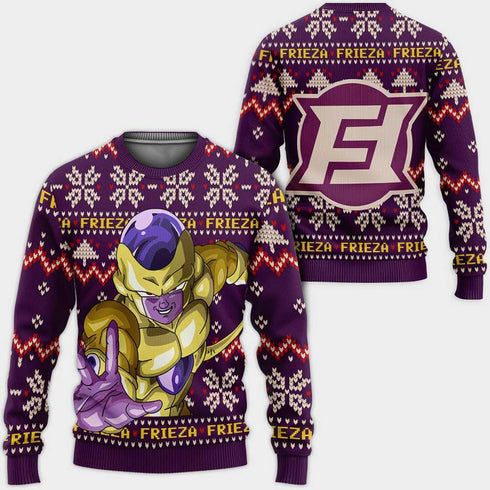 Divesart - Golden Frieza Ugly Christmas Sweater and Hoodie Custom Anime DB Xmas Gifts