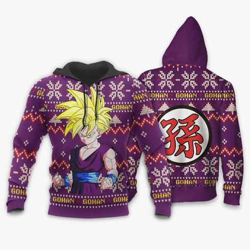 Divesart - Gohan SJJ Ugly Christmas Sweater and Hoodie Custom Anime DB Xmas Gifts