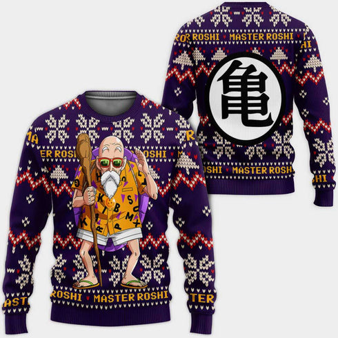Divesart - Master Roshi Ugly Christmas Sweater and Hoodie Custom Anime DB Xmas Gifts
