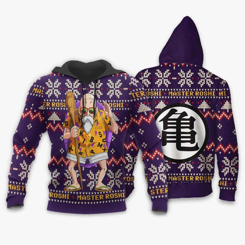 Divesart - Master Roshi Ugly Christmas Sweater and Hoodie Custom Anime DB Xmas Gifts