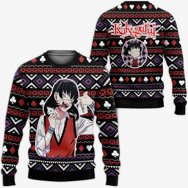 Divesart - Midari Ikishima Ugly Christmas Sweater and Hoodie Custom Anime Kakegurui Xmas Gifts