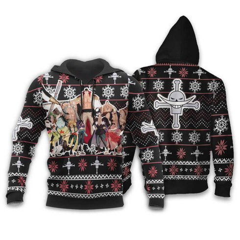 Divesart - Whitebeard Pirates Ugly Christmas Sweater and Hoodie Custom Anime One Piece Xmas Gifts