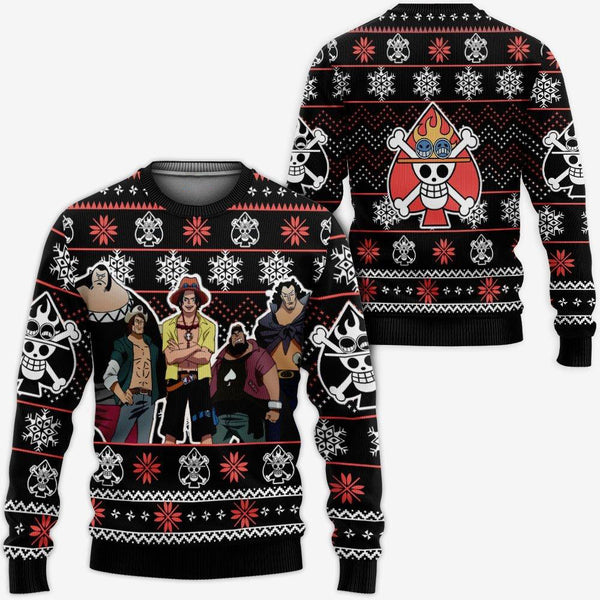Divesart - Ace Spade Pirates Ugly Christmas Sweater and Hoodie Custom Anime One Piece Xmas Gifts