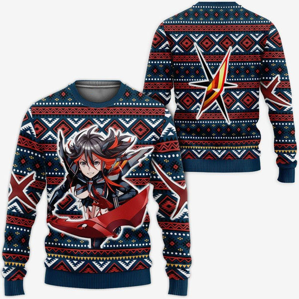 Divesart - Ryuko Matoi Ugly Christmas Sweater and Hoodie Custom Anime Kill La Kill Xmas Gifts