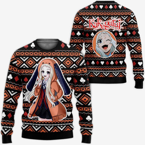 Divesart - Runa Yomozuki Ugly Christmas Sweater and Hoodie Custom Anime Kakegurui Xmas Gifts