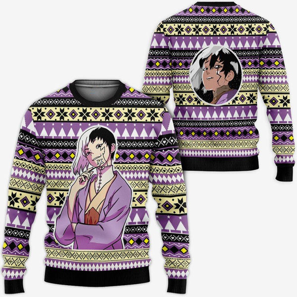 Divesart - Gen Asagiri Ugly Christmas Sweater and Hoodie Custom Anime Dr Stone Xmas Gifts