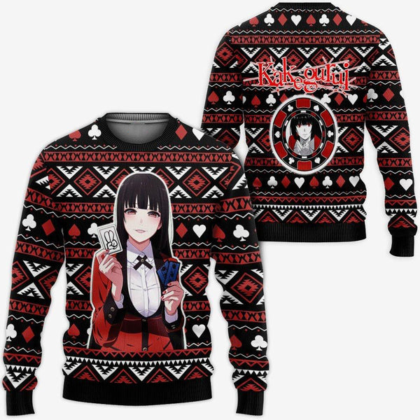 Divesart - Yumeko Jabami Ugly Christmas Sweater and Hoodie Custom Anime Kakegurui Xmas Gifts