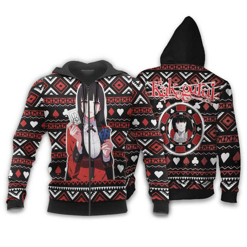 Divesart - Yumeko Jabami Ugly Christmas Sweater and Hoodie Custom Anime Kakegurui Xmas Gifts