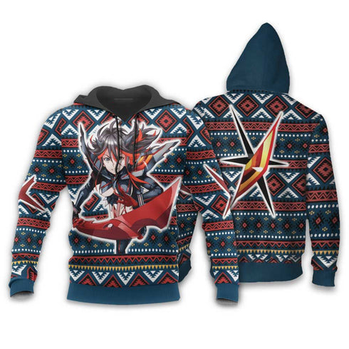 Divesart - Ryuko Matoi Ugly Christmas Sweater and Hoodie Custom Anime Kill La Kill Xmas Gifts