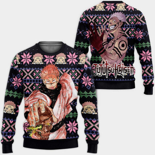 Divesart - Ryomen Sukuna Ugly Christmas Sweater and Hoodie Custom Anime Jujutsu Kaisen Xmas Gifts