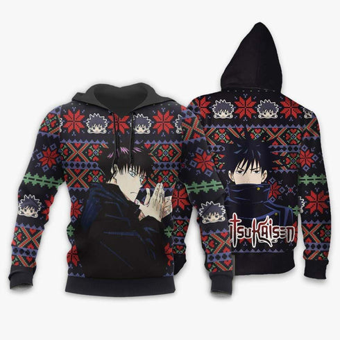 Divesart - Megumi Fushiguro Ugly Christmas Sweater and Hoodie Custom Anime Jujutsu Kaisen Xmas Gifts