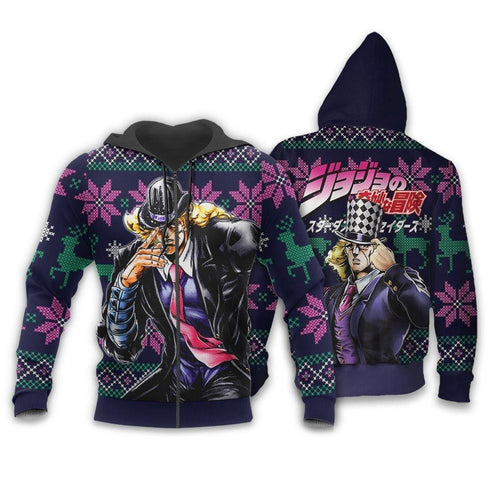 Divesart - Robert Speedwagon Ugly Christmas Sweater and Hoodie Custom Anime Jojo's Bizzare Adventure Xmas Gifts