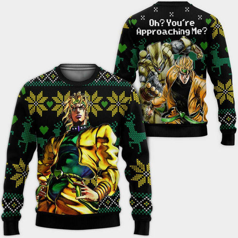 Divesart - Dio Brando Ugly Christmas Sweater and Hoodie Custom Oh You're Approaching Me Anime JoJo's Xmas Gifts