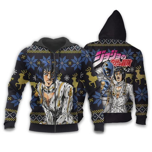 Divesart - Bruno Bucciarati Ugly Christmas Sweater and Hoodie Custom Anime Jojo's Bizzare Adventure Xmas Gifts