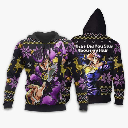 Divesart - Josuke Higashikata Ugly Christmas Sweater and Hoodie Custom Anime Jojo's Bizzare Adventure Xmas Gifts