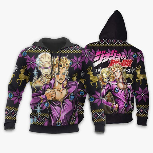 Divesart - Giorno Giovanna Ugly Christmas Sweater and Hoodie Custom Anime Jojo's Bizzare Adventure Xmas Gifts