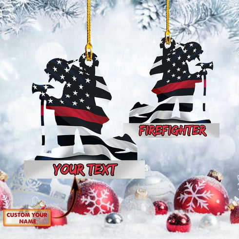 giftngon - Personalized Firefighter Christmas Ornament | Custom Shaped Ornament | Custom Name New V2